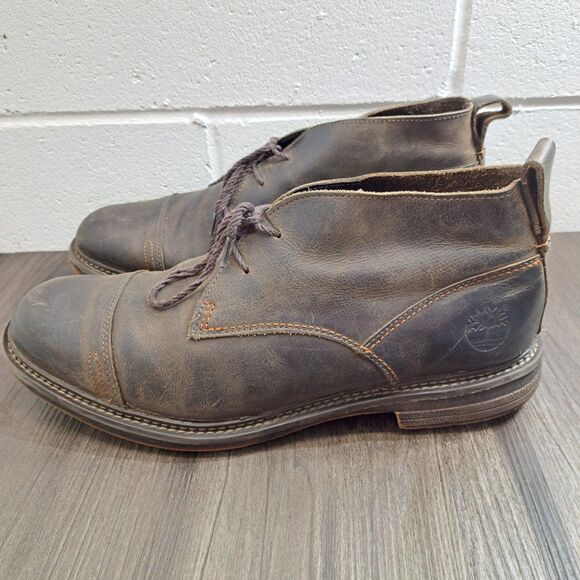 Timberland Chukka Boots. Distressed Black Leather Lace Up Boots Men's Size 12 - Picture 1 of 8